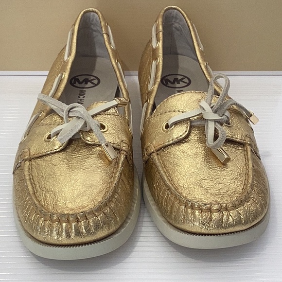 Michael Kors Moccasin Flats Leather Size 8M Color Gold - Picture 3 of 10